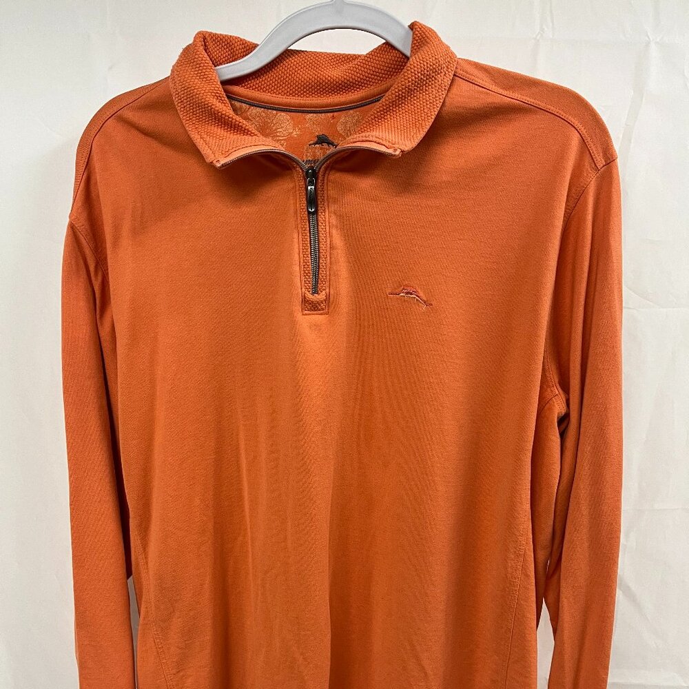 Tommy Bahama 1/4 Zip Sweater Pullover Long Sleeve Large Orange Men’s